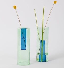 Block Design Large Reversible Glass Vase