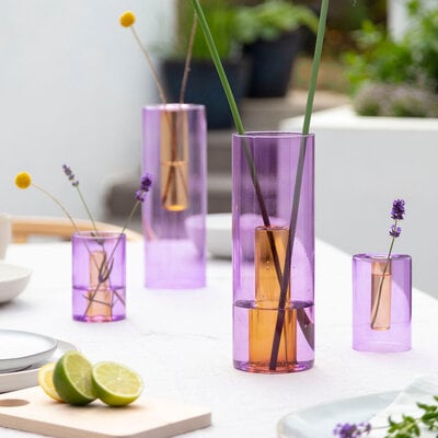 Block Design Large Reversible Glass Vase