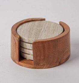 Tan Marble Coaster Set