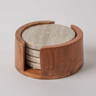 Tan Marble Coaster Set