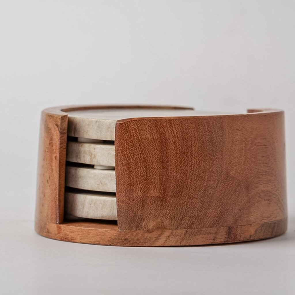 Tan Marble Coaster Set