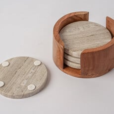 Tan Marble Coaster Set