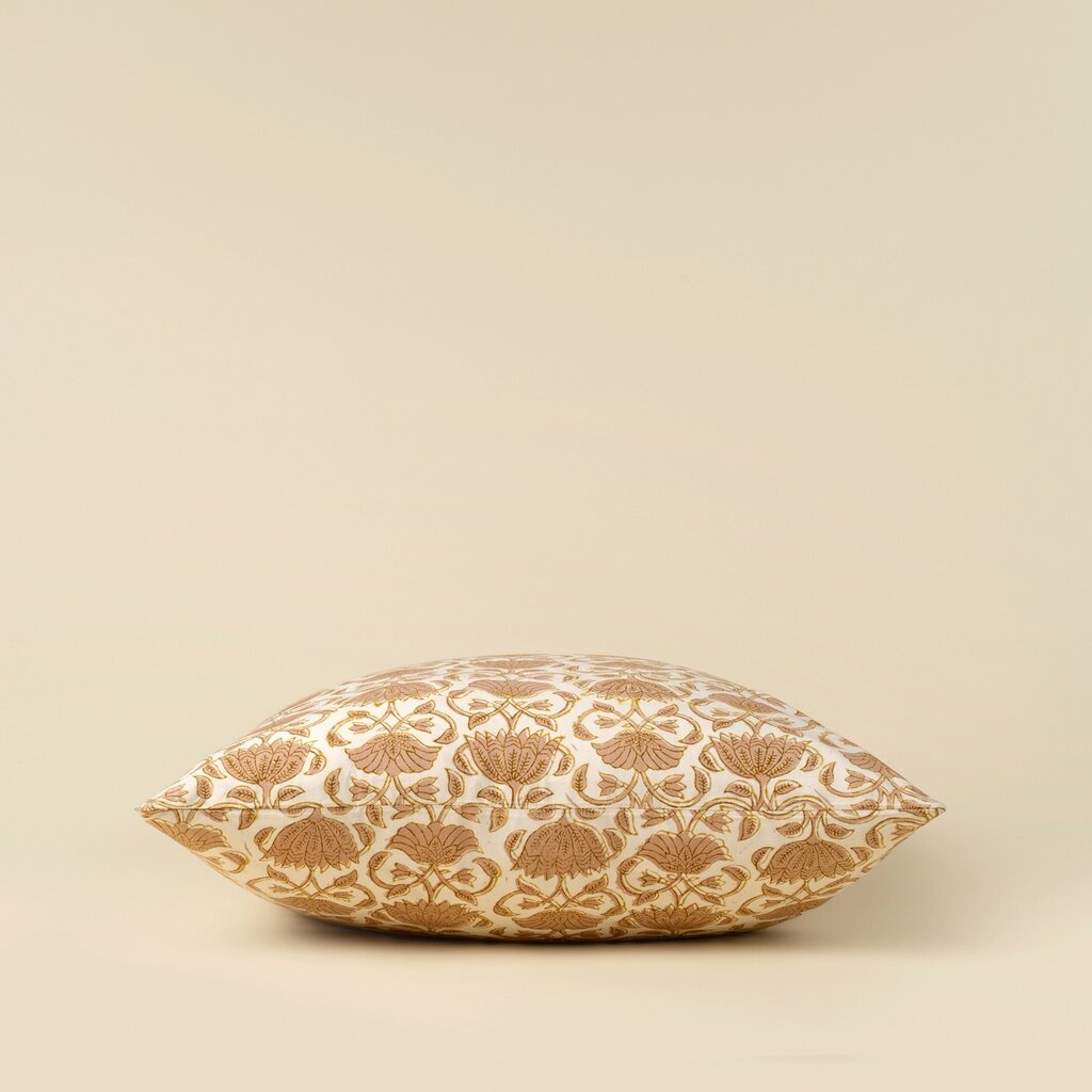 Lotus Block Print Pillow 20"
