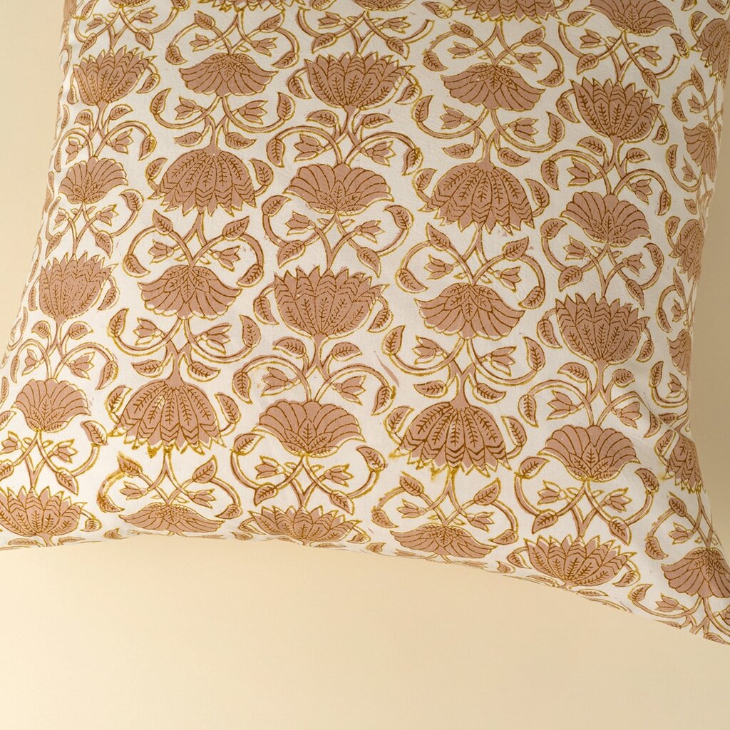 Lotus Block Print Pillow 20"