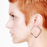 Small Square Hoop in Rose Gold