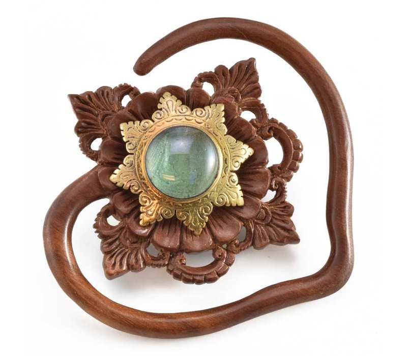 Wood Ornate Heart with Glass