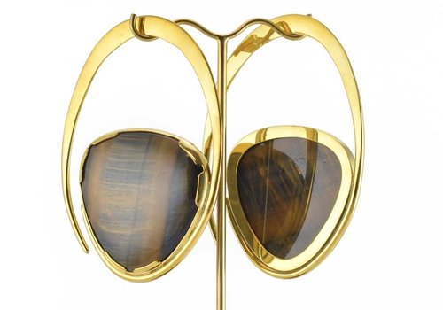 Diablo Solid Brass Ellipse with Blue Tiger Eye