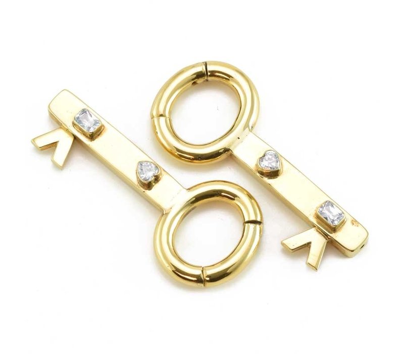 Latch Key in Yellow Gold with CZ