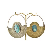 Turquoise with Apache Brass Hoops