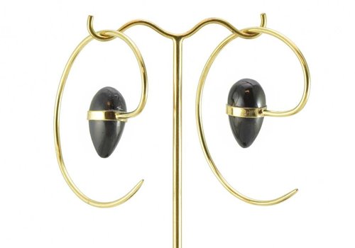 Safe Products Rainbow Obsidian Teardrop with Brass Hoop