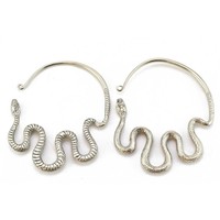 Large Snake Hoops in White Brass