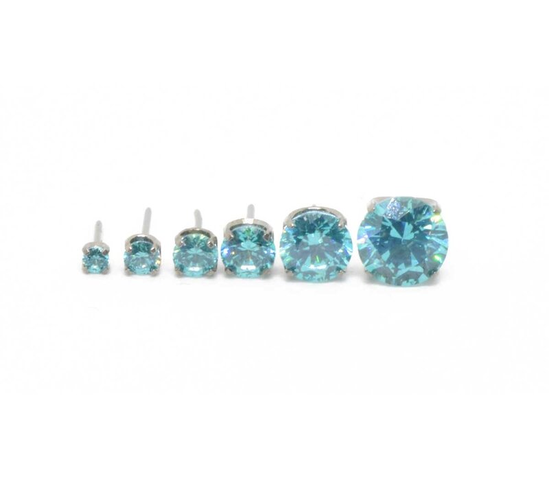 Titanium Prong Set Mint Green CZ Threadless End