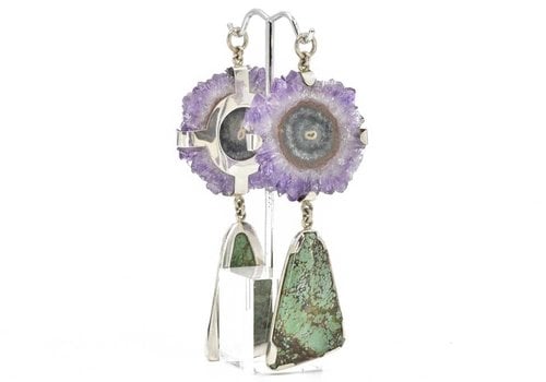 Diablo Amethyst Stalactite with Turquoise Silver Dangle