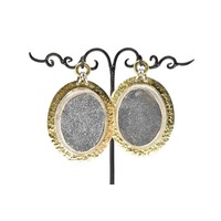 Hammered Brass Oval with Druzy