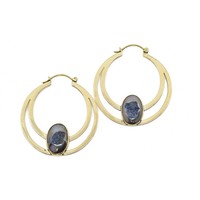 Druzy Double Hoop in Brass