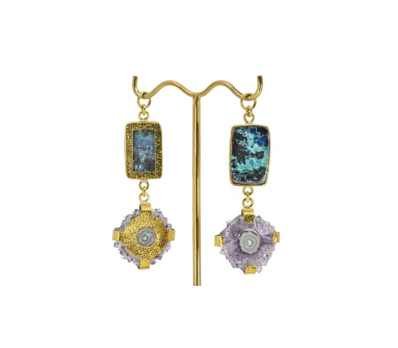 Brass Stalactite and Chrysacolla Dangle