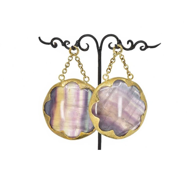 Extra Large Brass Fluorite Cushion Weights