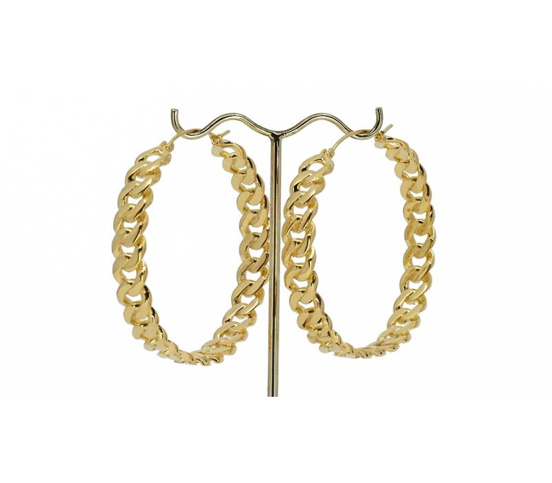 Chain Smoke Hoops in Yellow Gold