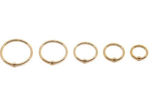 BVLA 18g Fixed Bead Ring in 14K Yellow Gold