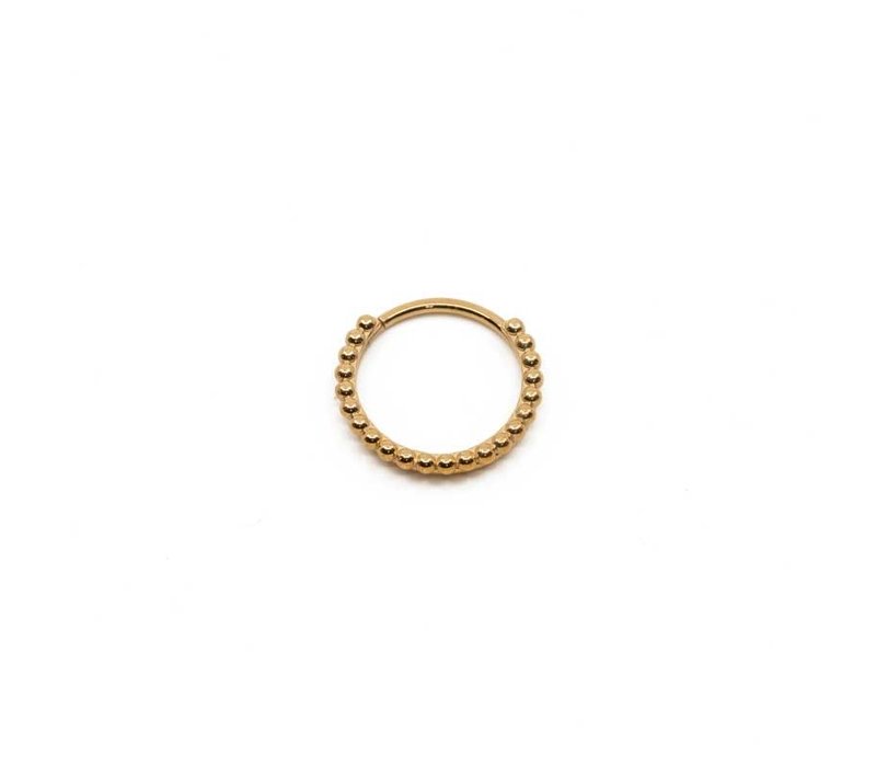 18g Beaded Oaktier Hoop in Yellow Gold