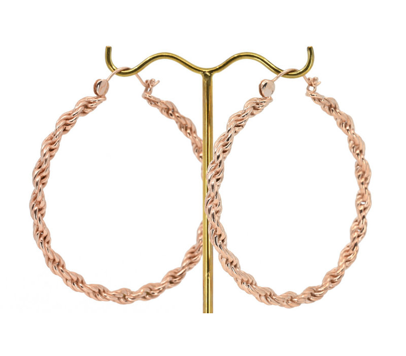 Rope Chain Hoop in Rose Gold