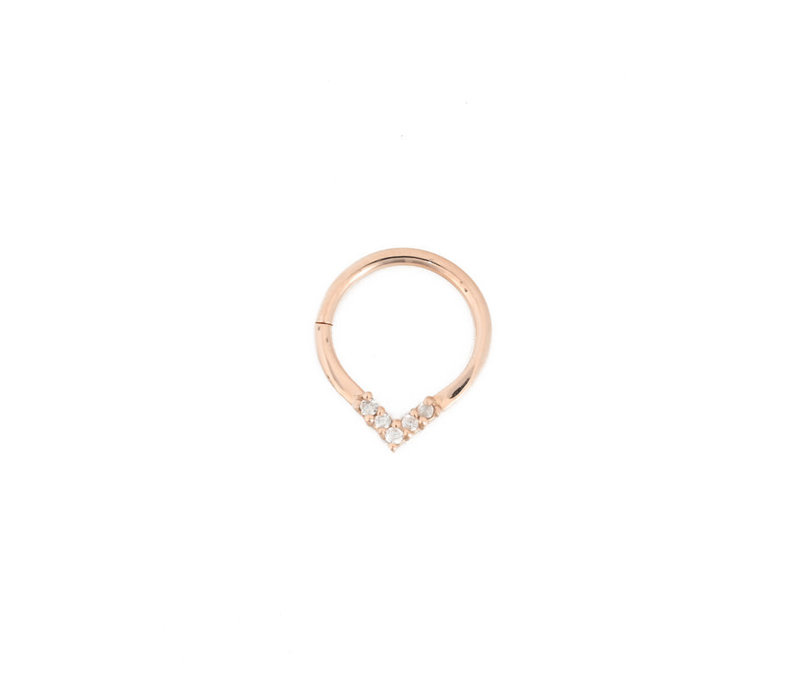 16G Apex Continuous Ring in 14K Rose Gold with Diamonds