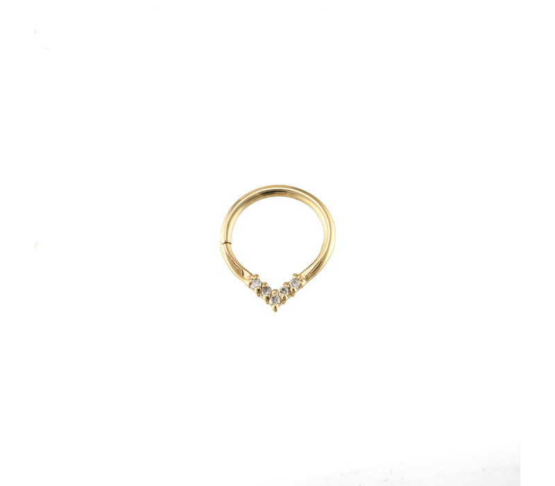 18g Apex Continuous Hoop in 14k Yellow Gold with Diamonds