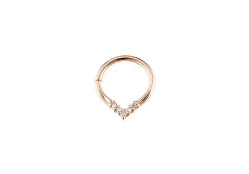 Tawapa 18g Apex Continuous Hoop in 14k Rose Gold with Diamonds