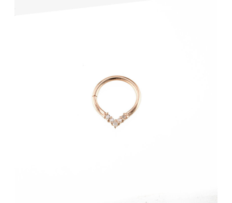 18g Apex Continuous Hoop in 14k Rose Gold with Diamonds
