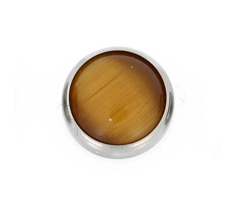 Threadless Titanium Tigers Eye Cabochon End