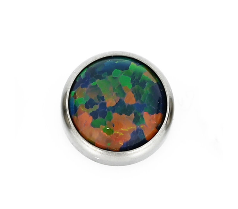 Threadless Titanium Black Opal Cabochon End