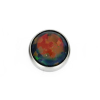 Threadless Titanium Black Opal Cabochon End