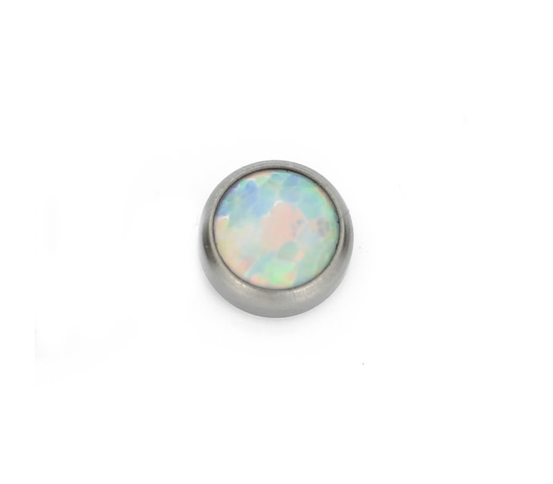 Threadless Titanium White Opal Cabochon End