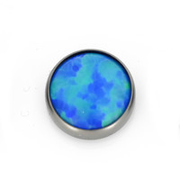 Threadless Titanium Capri Blue Opal Cabochon End