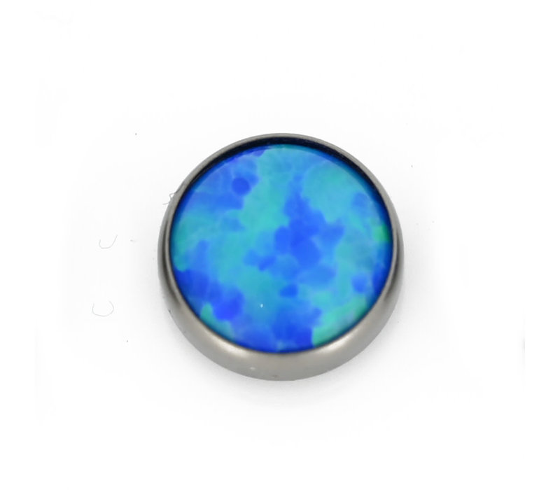 Threadless Titanium Capri Blue Opal Cabochon End