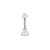 Industrial Strength 14g Titanium Curved Barbell with Prong Set Clear CZs