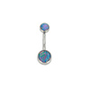 Industrial Strength 14g Titanium Curved Barbell with Teal Opal Cabochons