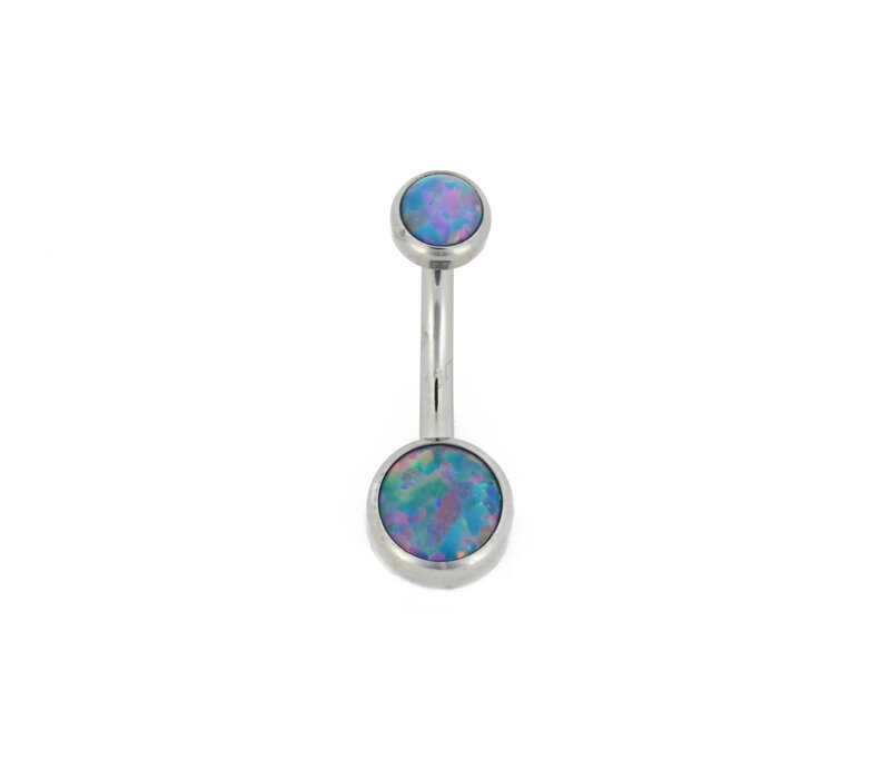 14g Titanium Curved Barbell with Teal Opal Cabochons