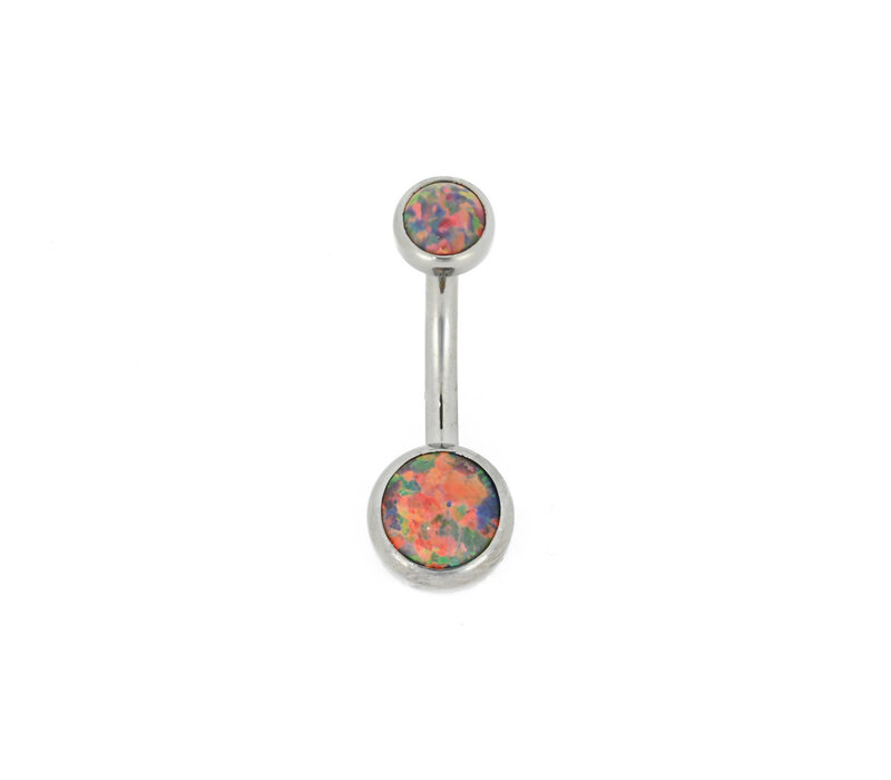 14g Titanium Curved Barbell with Red Opal Cabochons