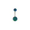 Industrial Strength 14g Titanium Curved Barbell with Black Opal Cabochons