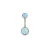 Industrial Strength 14g Titanium Curved Barbell with Bubblegum Pink Opal Cabochons