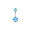 Industrial Strength 14g Titanium Curved Barbell with Sky Blue Opal Cabochons