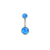 Industrial Strength 14g Titanium Curved Barbell with Capri Blue Opal Cabochons