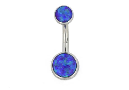 Industrial Strength 14g Titanium Curved Barbell with Purple Opal Cabochons
