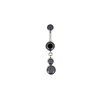 Industrial Strength 14g Titanium Curved Barbell with Bezel Set Black CZ Ends and Charm