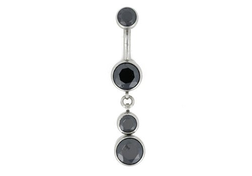Industrial Strength 14g Titanium Curved Barbell with Bezel Set Black CZ Ends and Charm