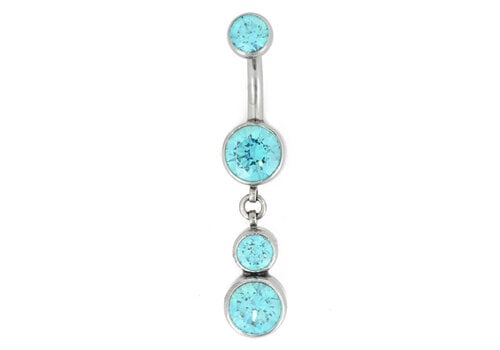 Industrial Strength 14g Titanium Curved Barbell with Bezel Set Mint Green CZ Ends and Charm