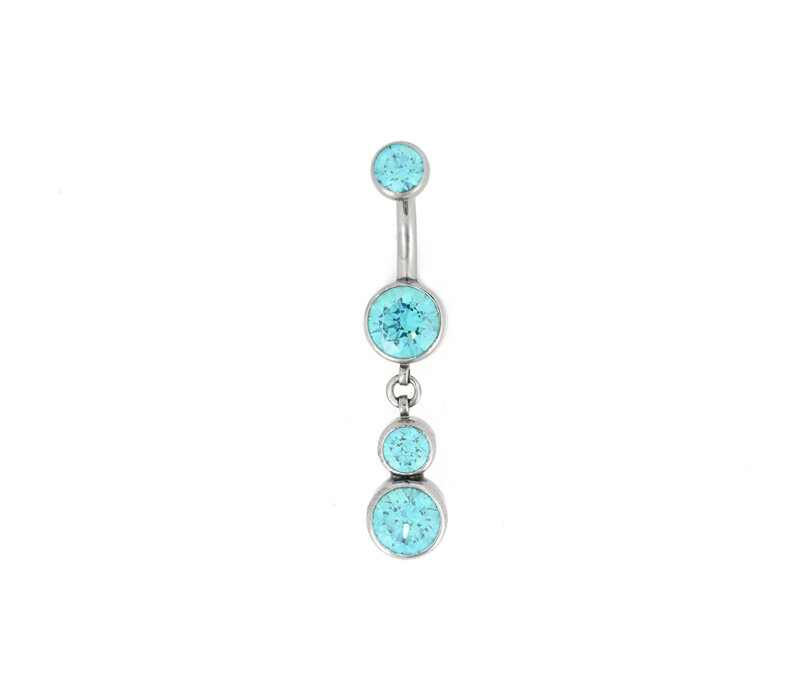 14g Titanium Curved Barbell with Bezel Set Mint Green CZ Ends and Charm