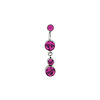 Industrial Strength 14g Titanium Curved Barbell with Bezel Set Fuchsia CZ Ends and Charm