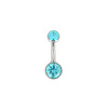 Industrial Strength 14g Titanium Curved Barbell with Bezel Set Mint Green CZs